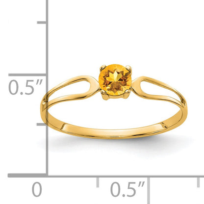 14k 4mm Round Citrine Split Shank Ring