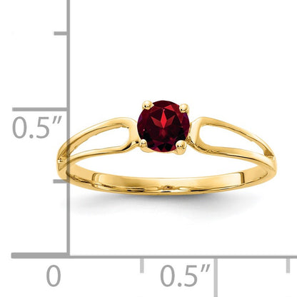 14k 4mm Round Garnet Split Shank Ring