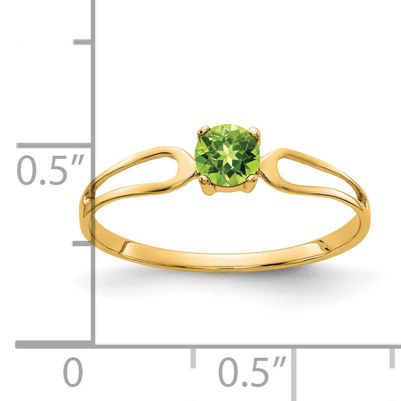 14k 4mm Round Peridot Split Shank Ring