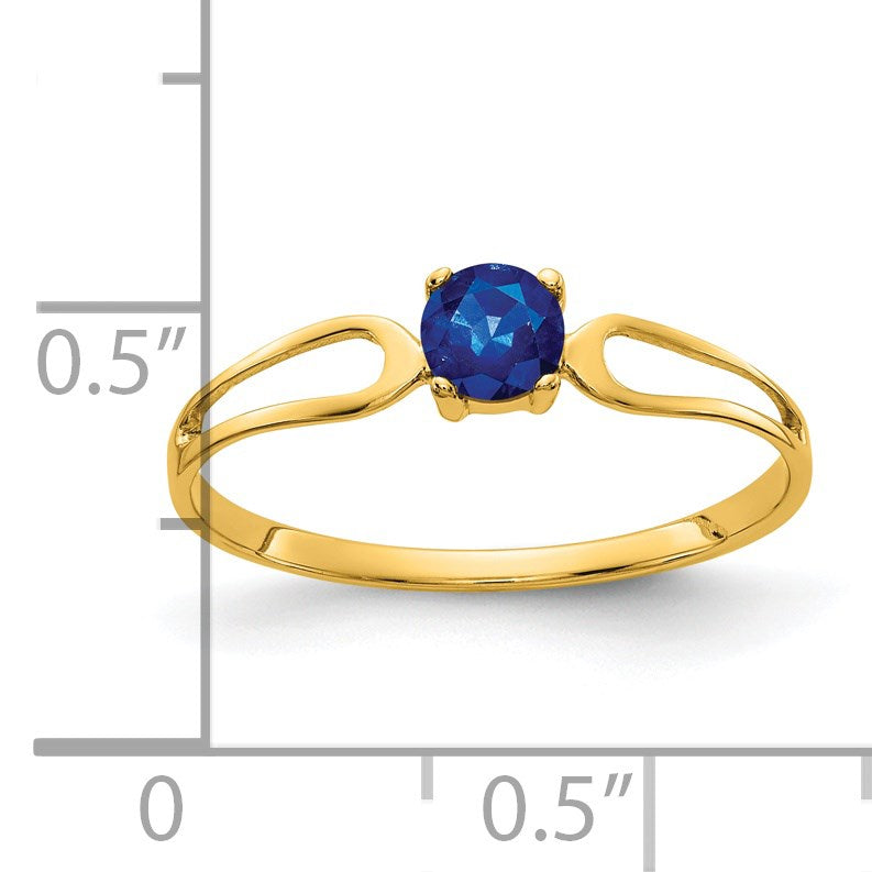 14k 4mm Round Blue Sapphire Ring