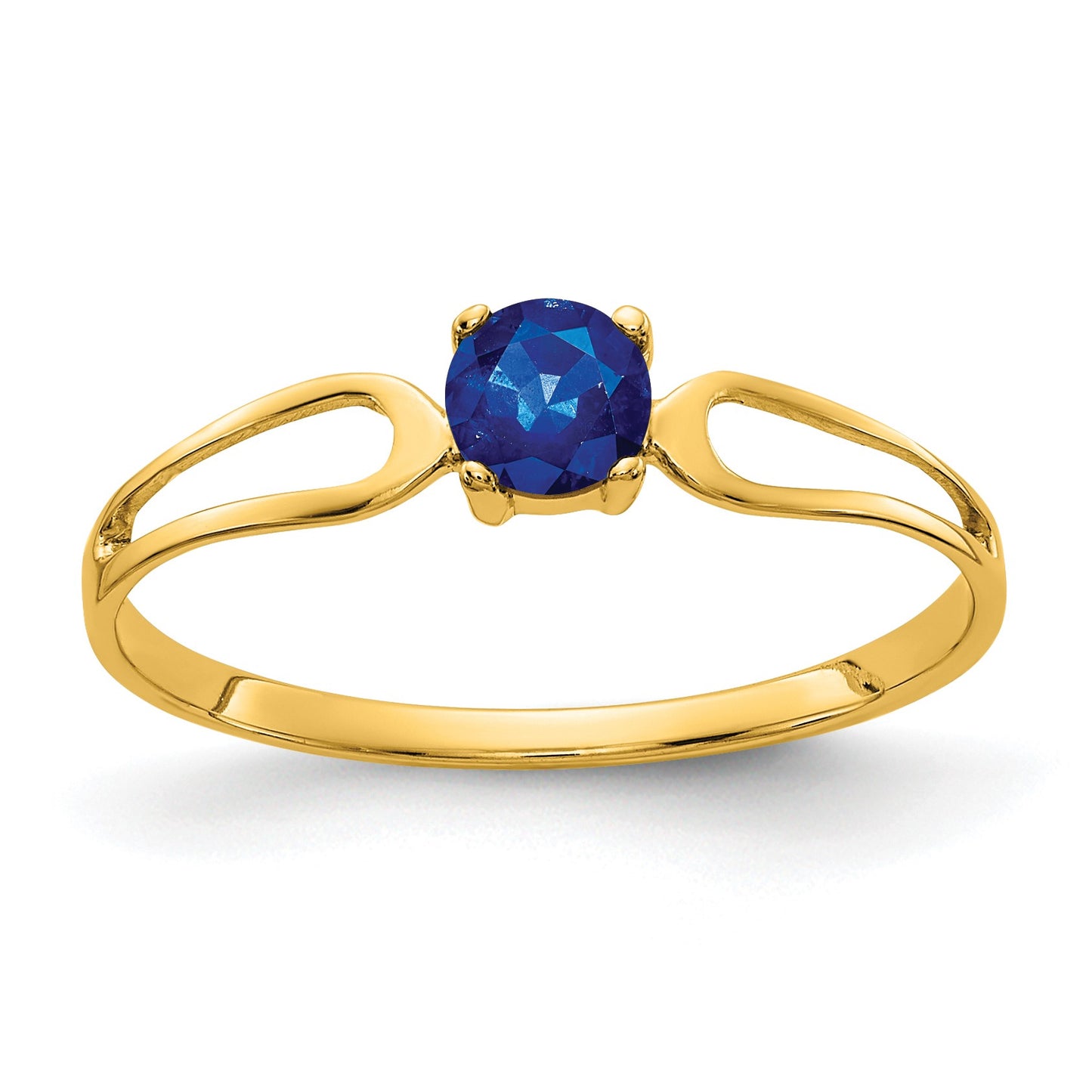 14k 4mm Round Blue Sapphire Ring