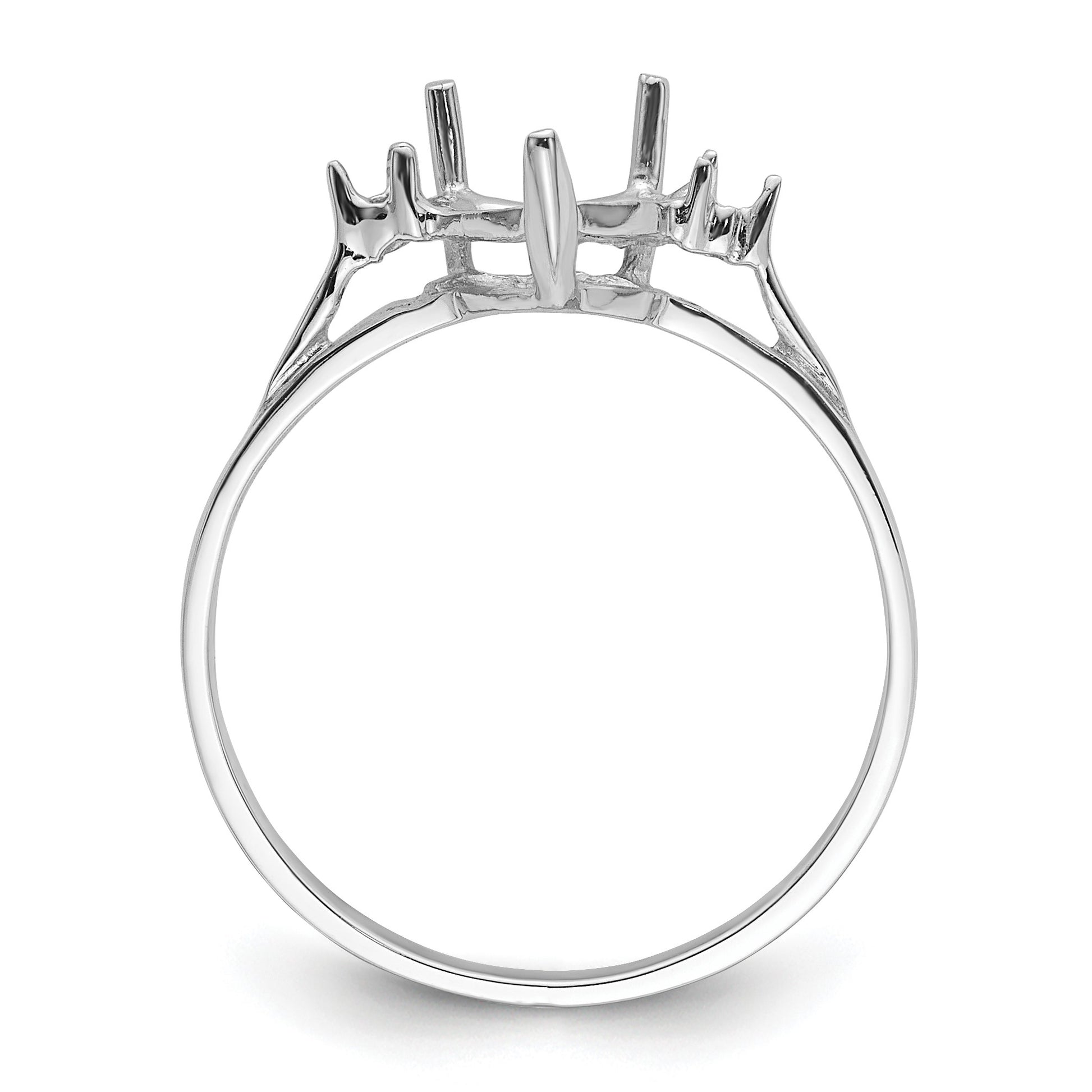 14k White Gold 2-1.6mm Round and 1-7mm Heart Gemstone Ring Mounting