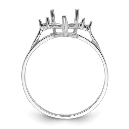 14k White Gold 2-1.6mm Round and 1-7mm Heart Gemstone Ring Mounting