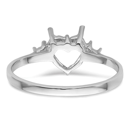 14k White Gold 2-1.6mm Round and 1-7mm Heart Gemstone Ring Mounting