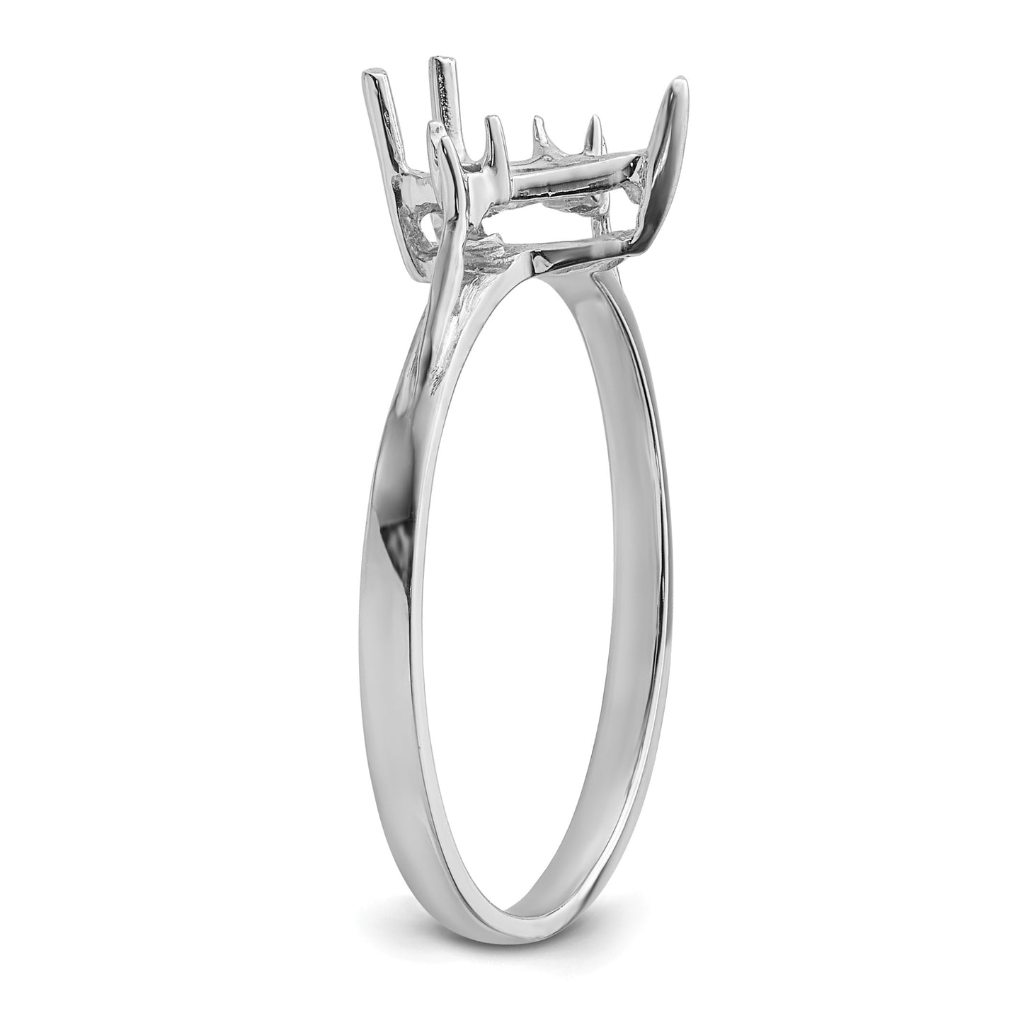 14k White Gold 2-1.6mm Round and 1-7mm Heart Gemstone Ring Mounting