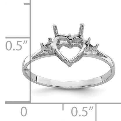 14k White Gold 2-1.6mm Round and 1-7mm Heart Gemstone Ring Mounting