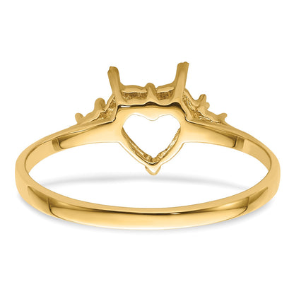 14k Polished Holds 7mm Heart Gemstone Ring Mounting