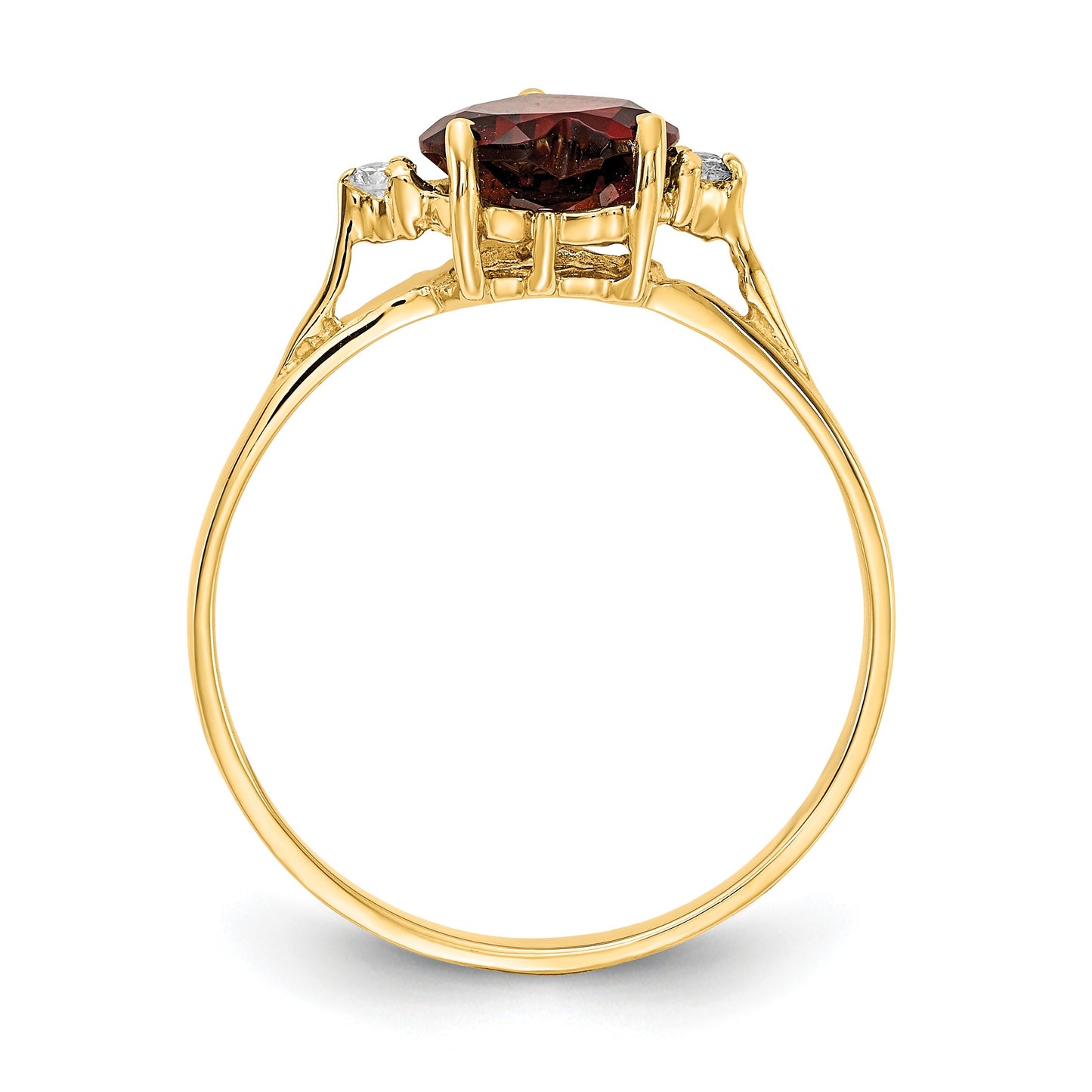 14k 7mm Heart Garnet and AA Diamond Ring