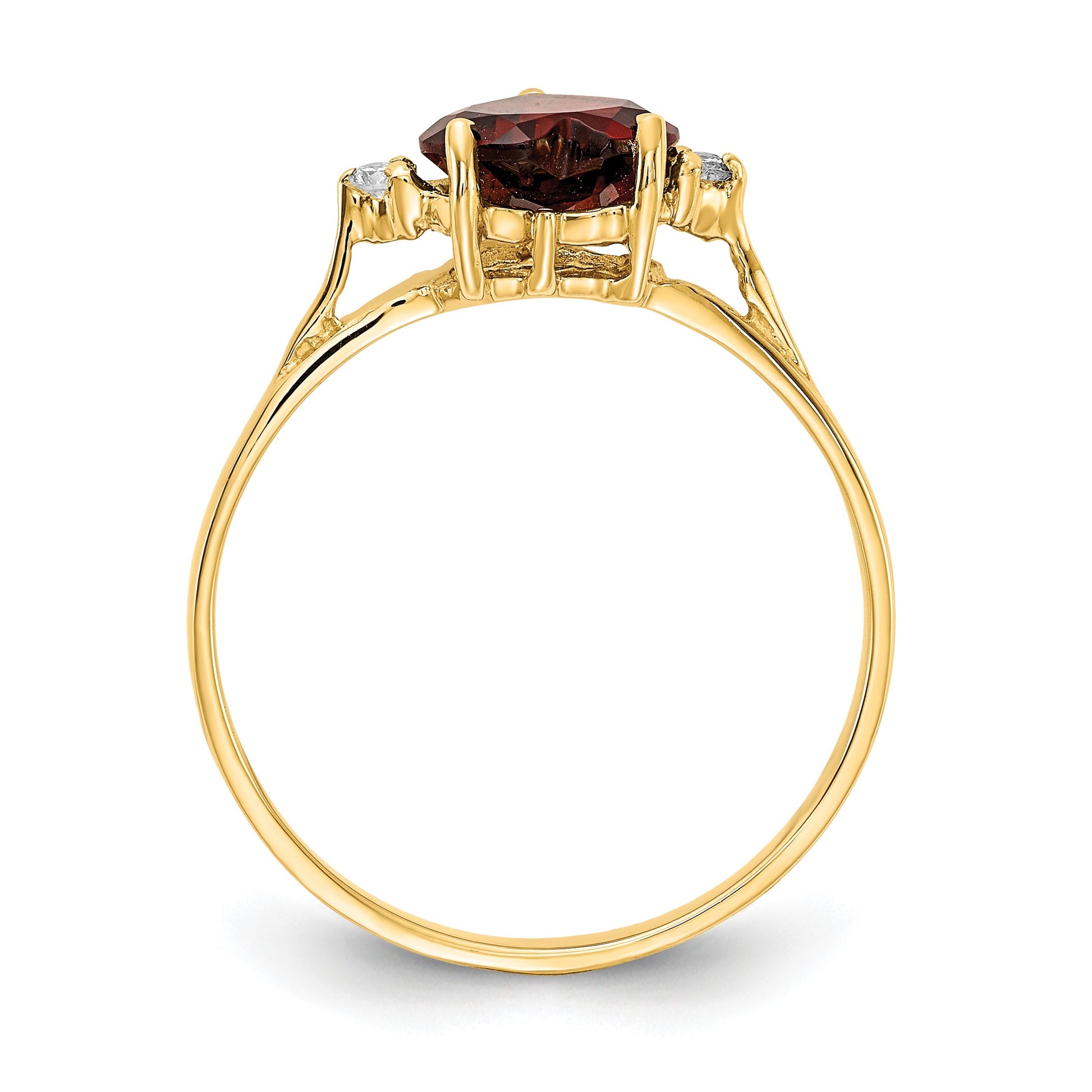 14k 7mm Heart Garnet and AA Diamond Ring