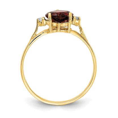 14k 7mm Heart Garnet and AA Diamond Ring