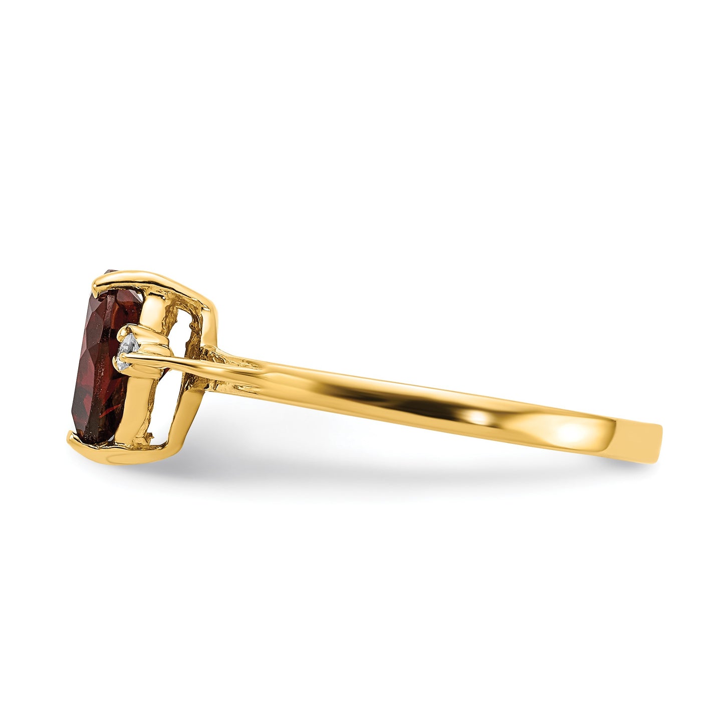 14k 7mm Heart Garnet and AA Diamond Ring