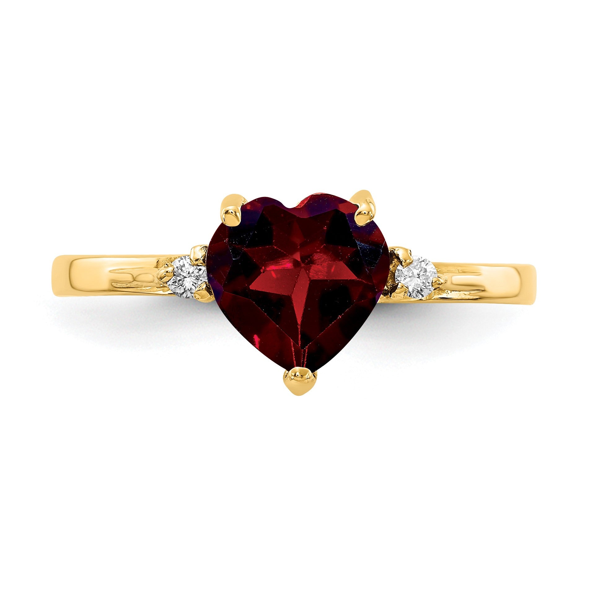 14k 7mm Heart Garnet and AA Diamond Ring