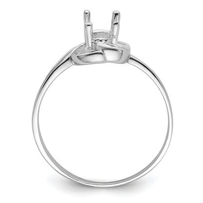 14k White Gold Polished Holds 7x5 Oval Gemstone Ring Mounting