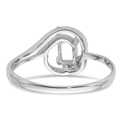 14k White Gold Polished Holds 7x5 Oval Gemstone Ring Mounting