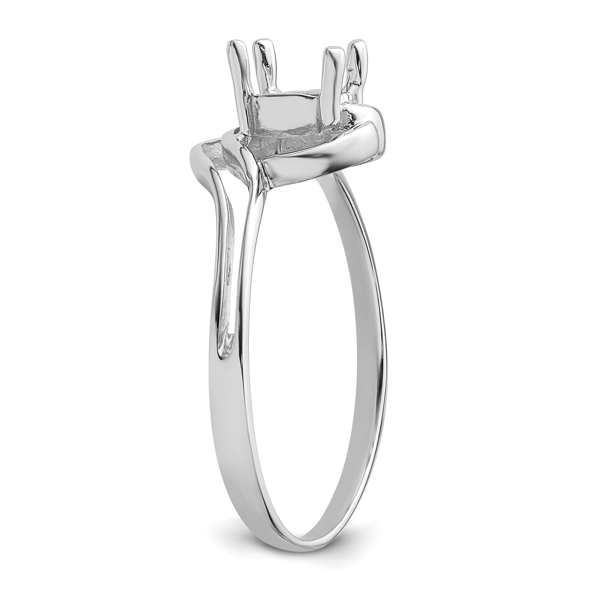 14k White Gold Polished Holds 7x5 Oval Gemstone Ring Mounting