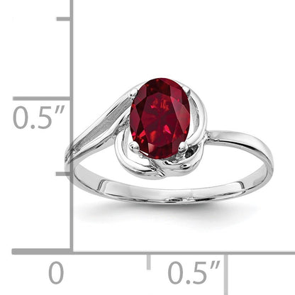 14k White Gold 7x5mm Oval Lab-Created Ruby Ring