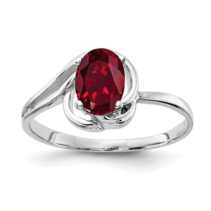 14k White Gold 7x5mm Oval Lab-Created Ruby Ring