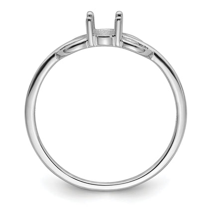 14k White Gold Polished Holds 6x4 Oval Gemstone Ring Mounting