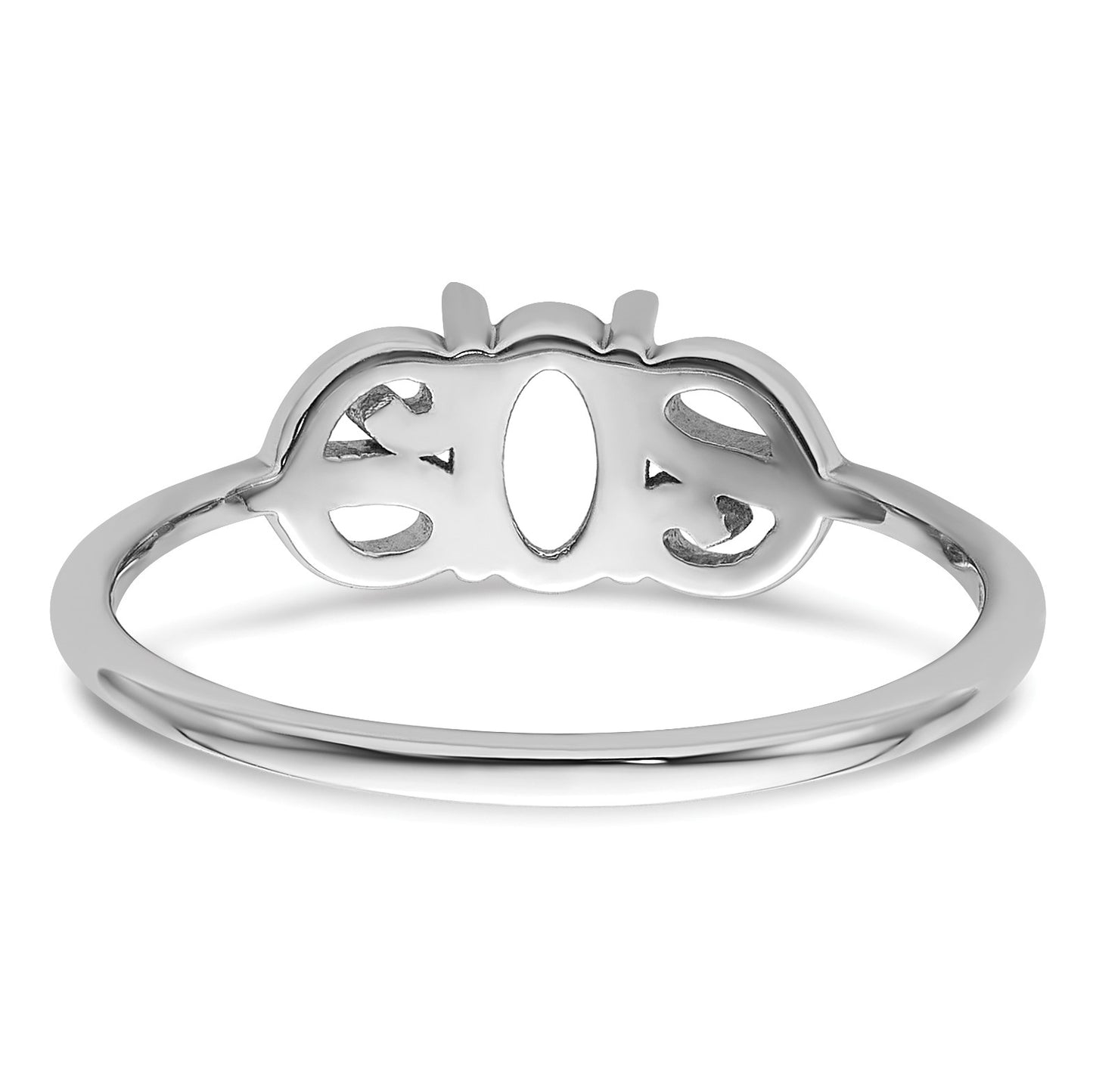 14k White Gold Polished Holds 6x4 Oval Gemstone Ring Mounting