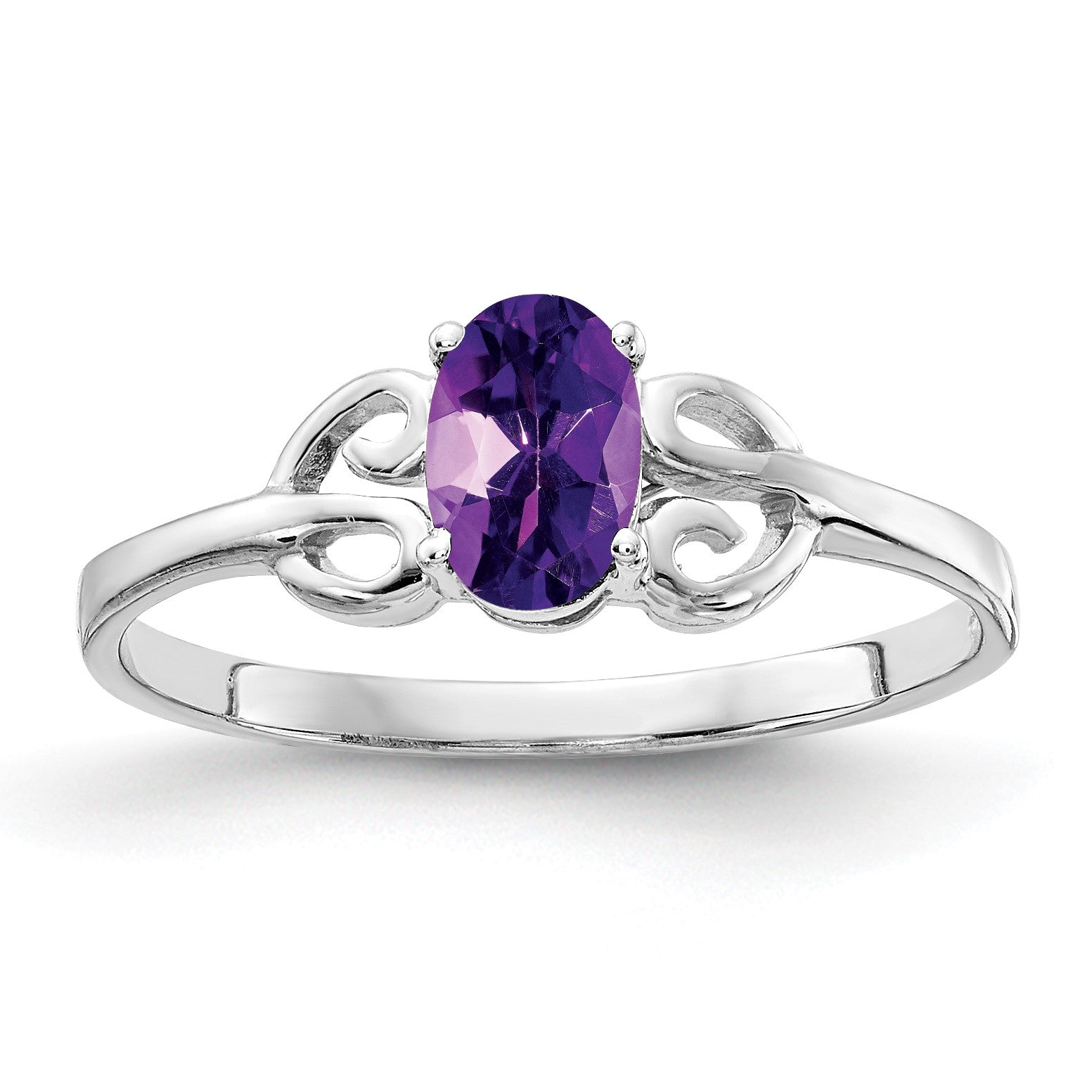 14k White Gold 6x4mm Oval Amethyst Ring