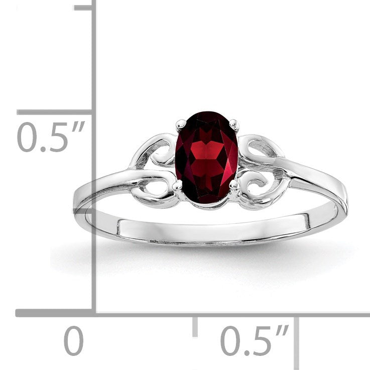 14k White Gold 6x4mm Oval Garnet Ring