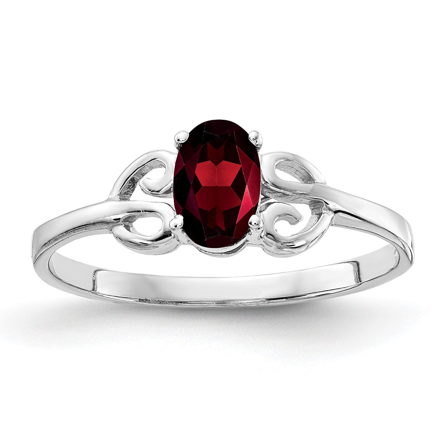 14k White Gold 6x4mm Oval Garnet Ring