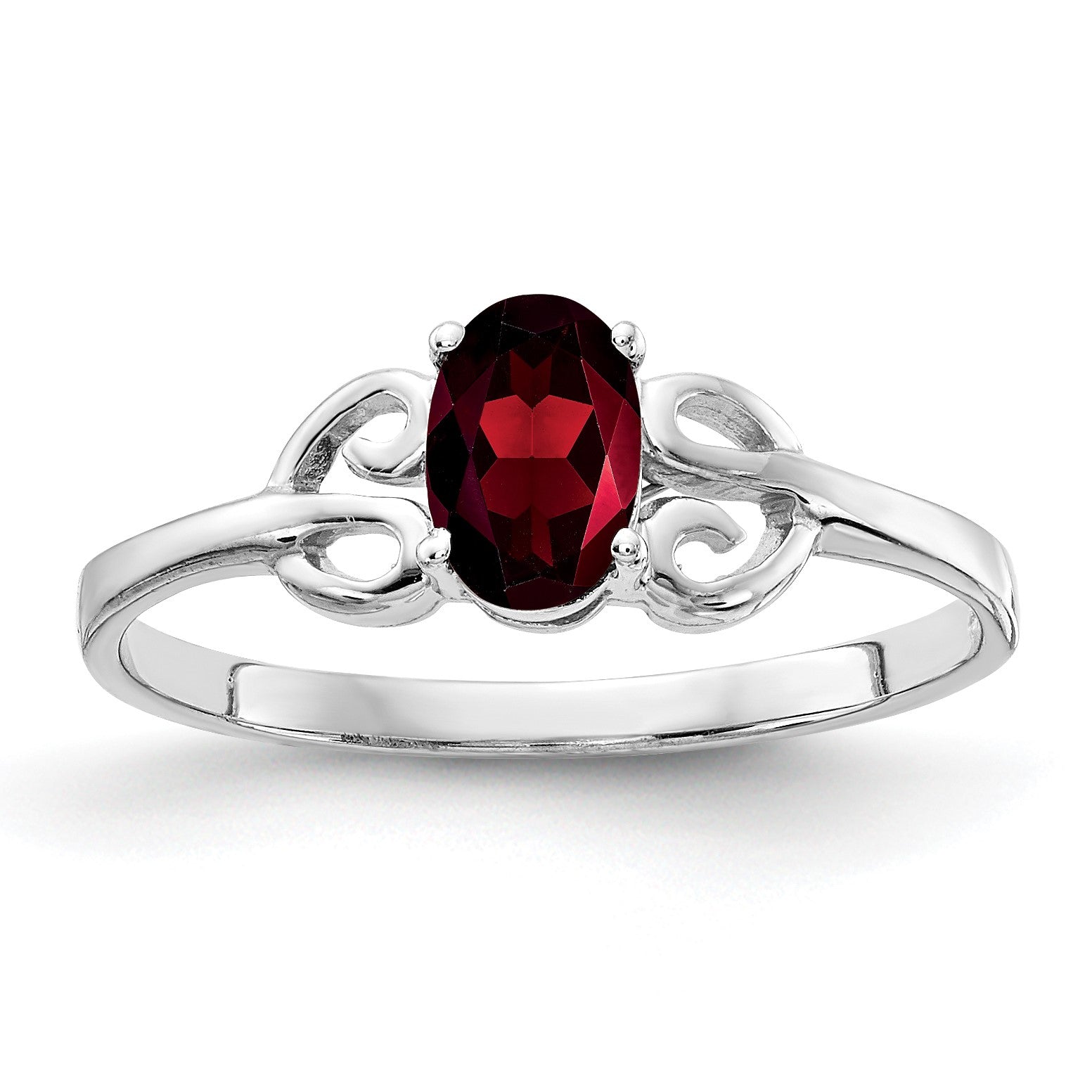 14k White Gold 6x4mm Oval Garnet Ring