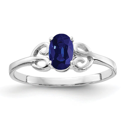 14k White Gold 6x4mm Oval Blue Sapphire Ring