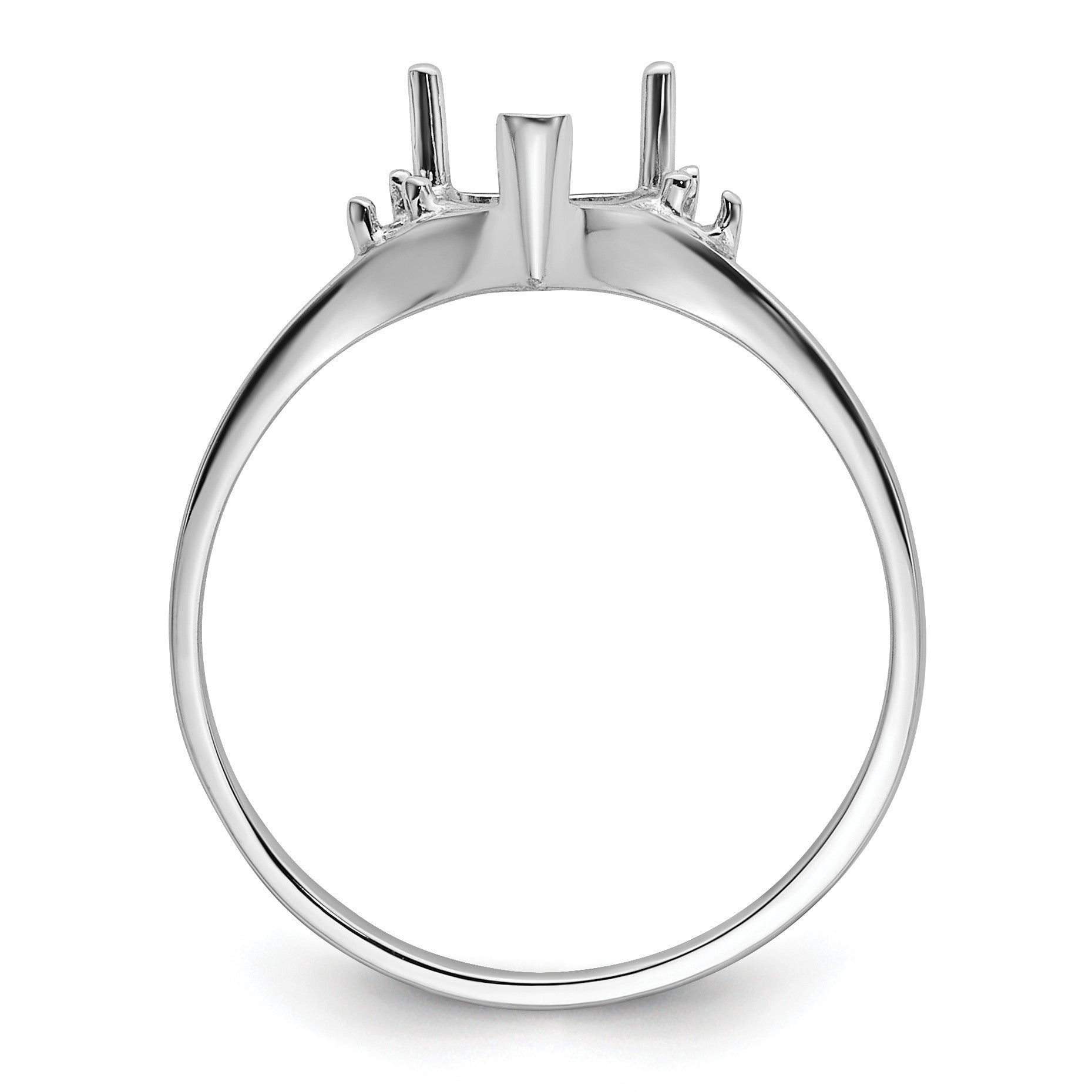 14k White Gold Polished Holds 2-1.5mm Round and 1-6mm Heart Gemstone Ring Mounting
