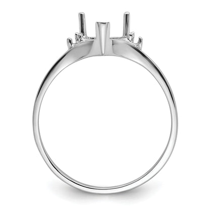 14k White Gold Polished Holds 2-1.5mm Round and 1-6mm Heart Gemstone Ring Mounting