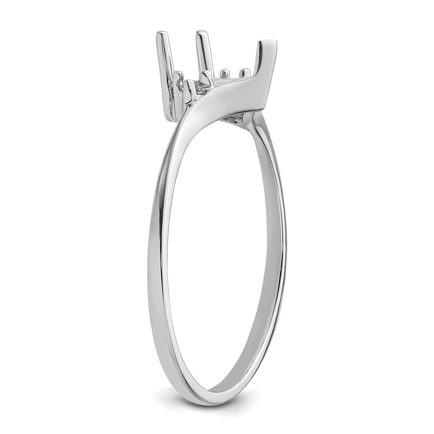 14k White Gold Polished Holds 2-1.5mm Round and 1-6mm Heart Gemstone Ring Mounting