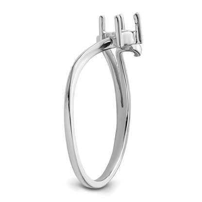 14k White Gold Polished Holds 1-1.3mm Diamond and 4mm Round Gemstone Ring Mounting