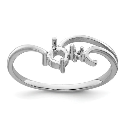 14k White Gold Polished Holds 1-1.3mm Diamond and 4mm Round Gemstone Ring Mounting