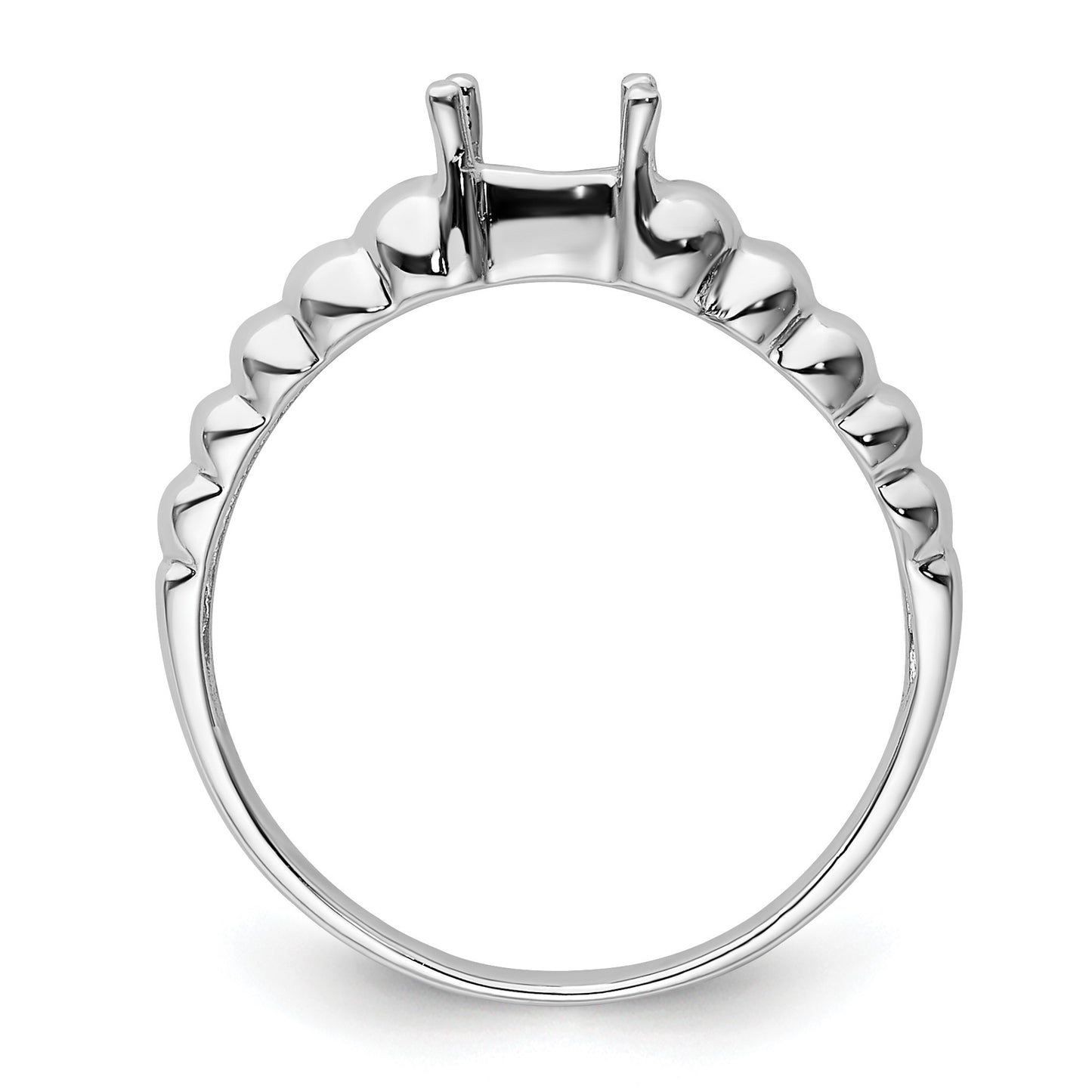 14k White Gold Polished 5x3 Oval Gemstone East-West Ring Mounting