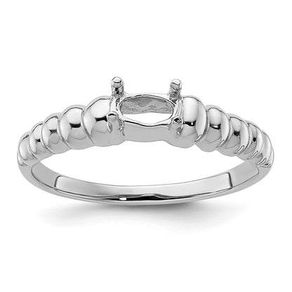 14k White Gold Polished 5x3 Oval Gemstone East-West Ring Mounting