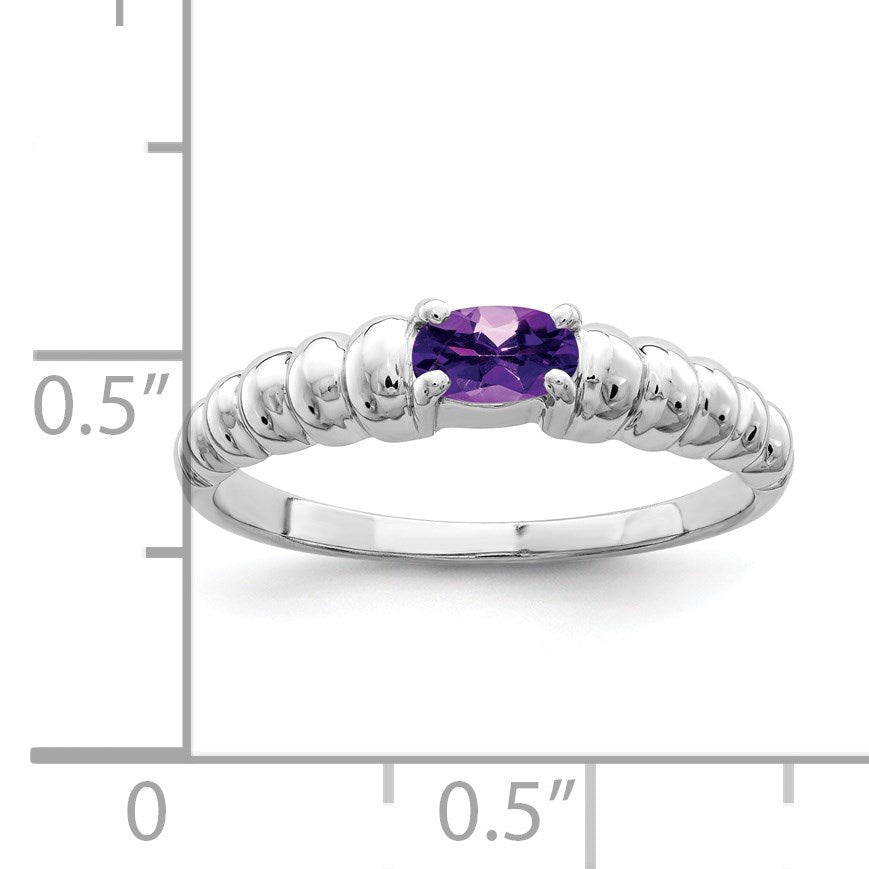 14k White Gold 5x3mm Oval Amethyst East-West Ring