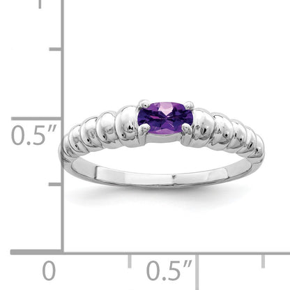 14k White Gold 5x3mm Oval Amethyst East-West Ring