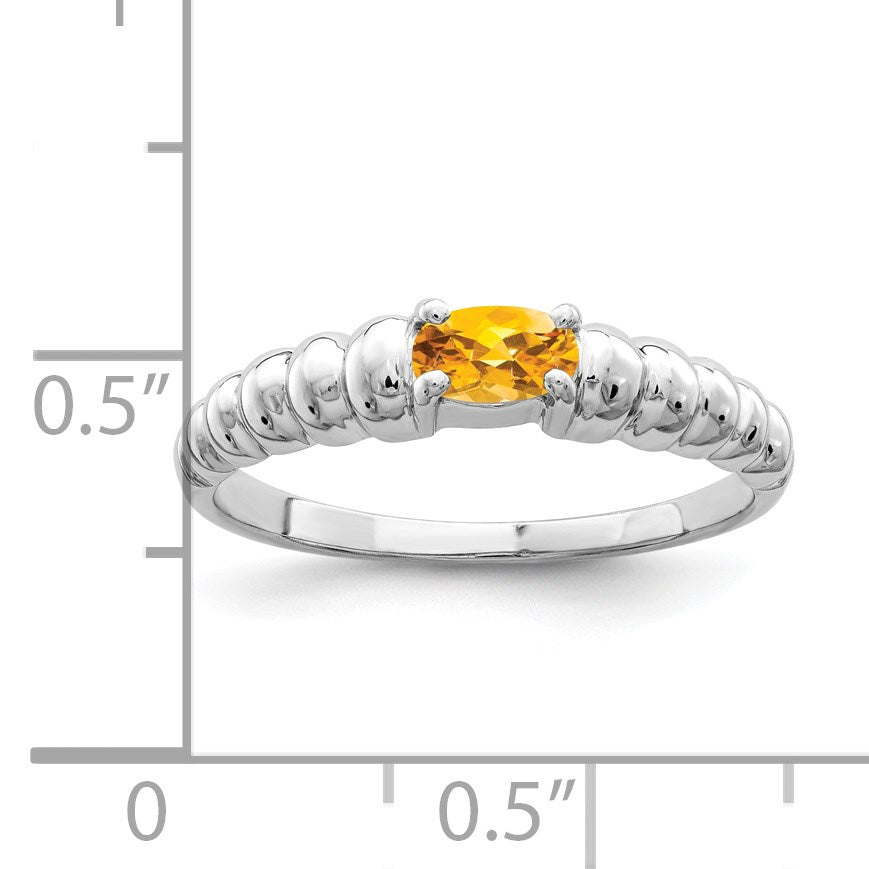 14k White Gold 5x3mm Oval Citrine East-West Ring