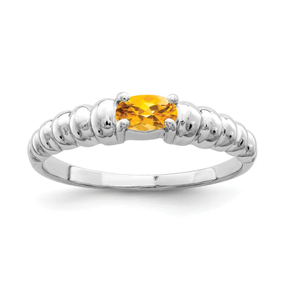 14k White Gold 5x3mm Oval Citrine East-West Ring