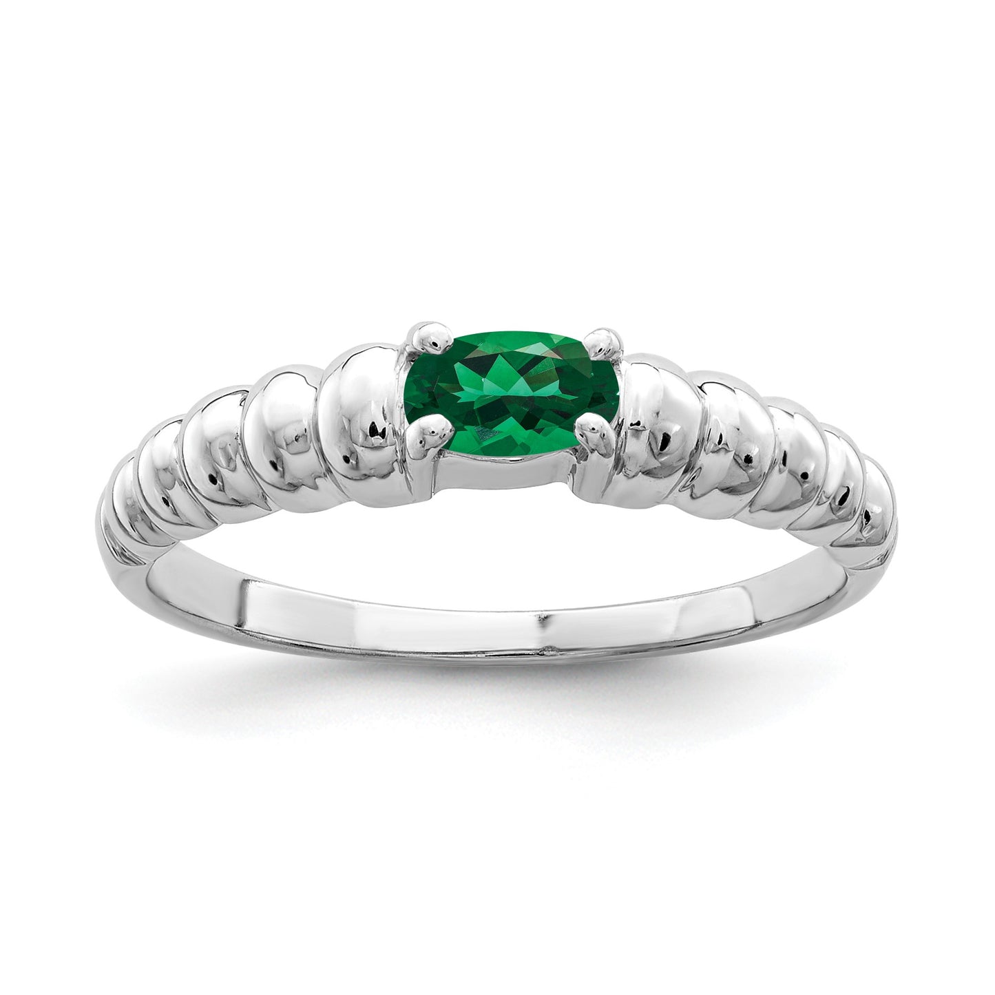 14k White Gold 5x3mm Oval Mount St. Helens East-West Ring