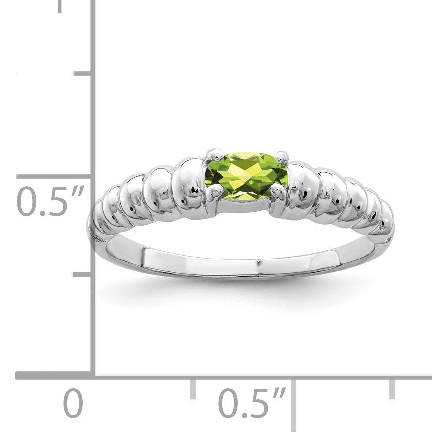 14k White Gold 5x3mm Oval Peridot East-West Ring