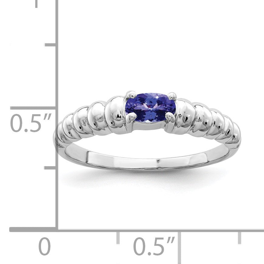 14k White Gold 5x3mm Oval Tanzanite East-West Ring