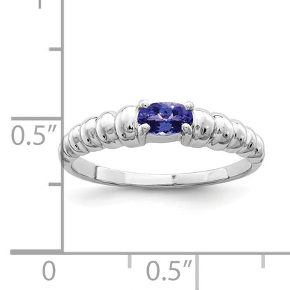 14k White Gold 5x3mm Oval Tanzanite East-West Ring