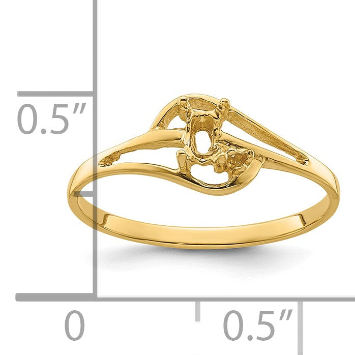 14k Polished Holds 1-1.4mm Diamond and 5x3 Oval Gemstone Ring Mounting