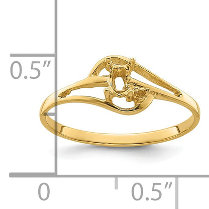 14k Polished Holds 1-1.4mm Diamond and 5x3 Oval Gemstone Ring Mounting