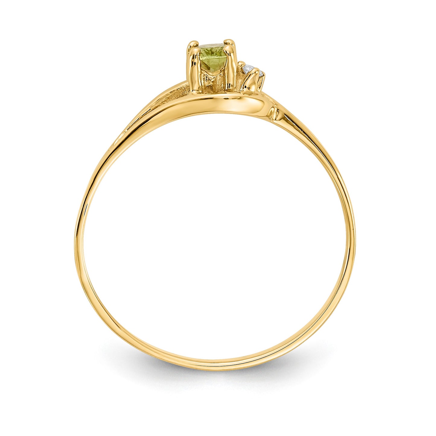 14k 5x3mm Oval Peridot and AA Diamond Ring