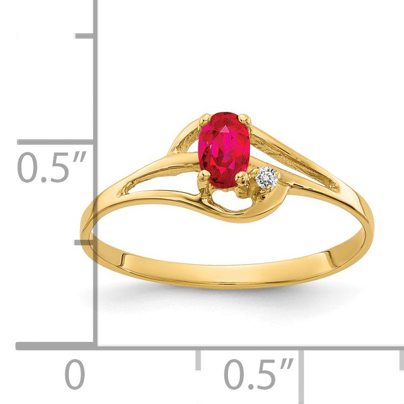 14k 5x3mm Oval Ruby and AA Diamond Ring