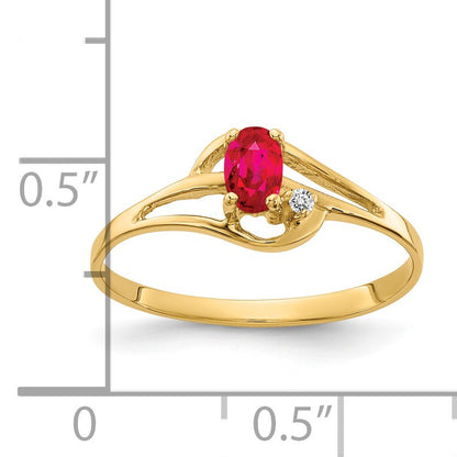 14k 5x3mm Oval Ruby and AA Diamond Ring