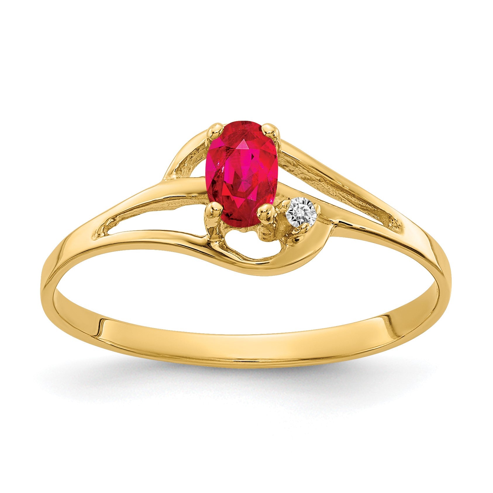 14k 5x3mm Oval Ruby and AA Diamond Ring