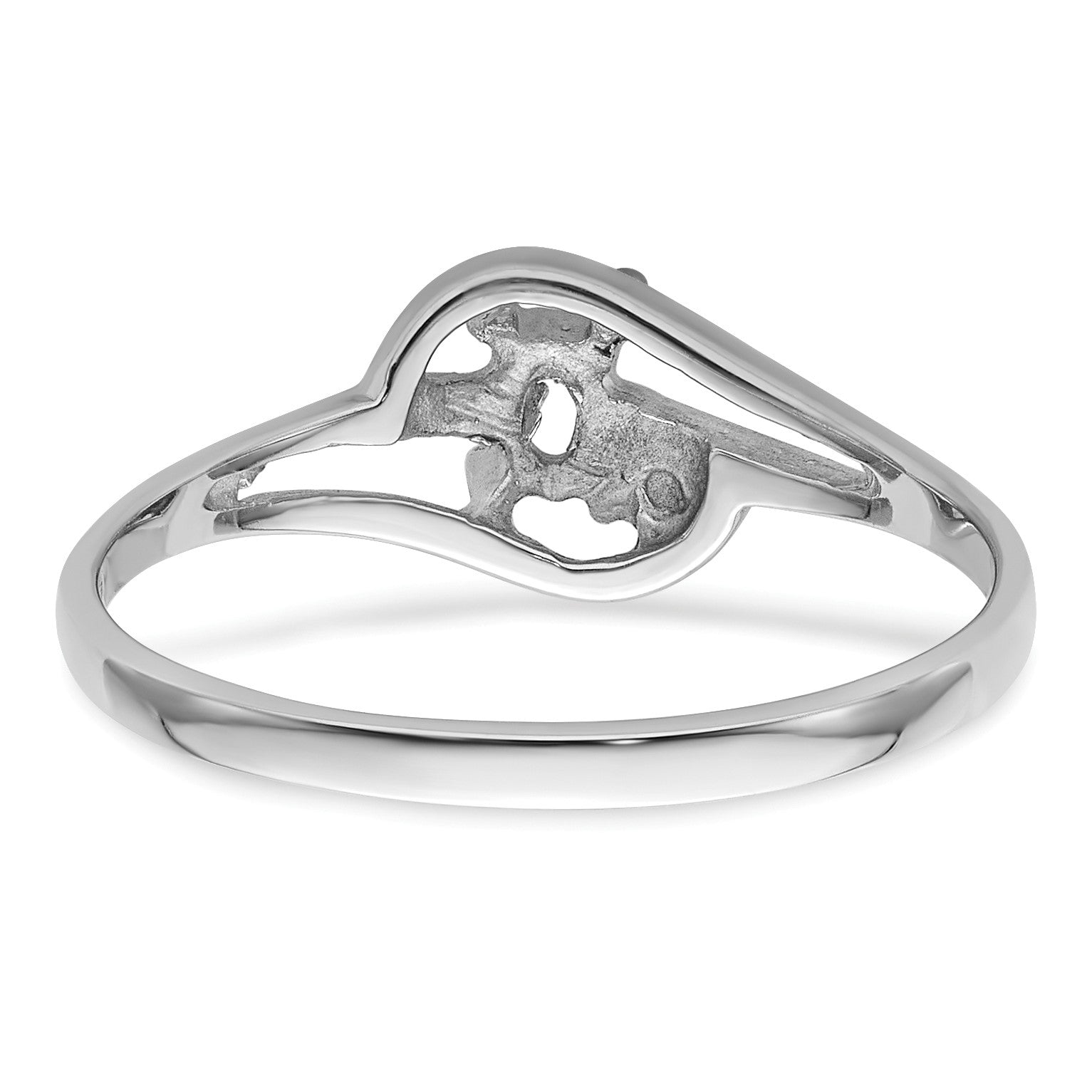 14k White Gold Polished Holds 1-1.4mm Diamond and 5x3 Oval Gemstone Ring Mounting